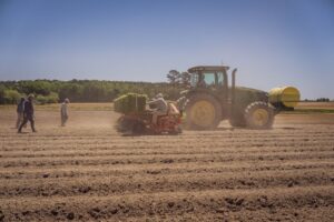Ingeniero agrónomo asesorando a productor en finca de Imbabura